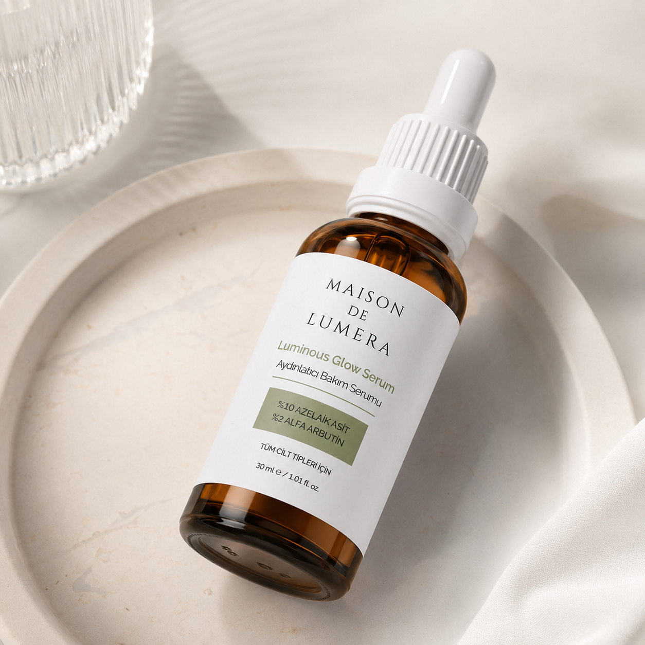 Maison De Lumera® Luminous Glow Serum %10 Azelaik Asit + %2 Alfa Arbutin Aydınlatıcı Bakım Serumu 30ml